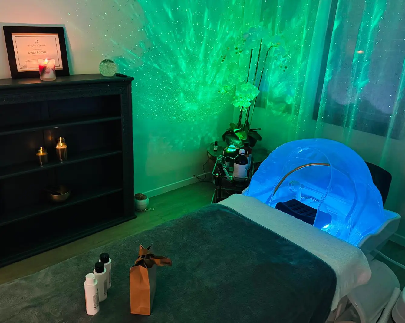 Ambiance zen et relaxante de notre salon Head Spa à Bû